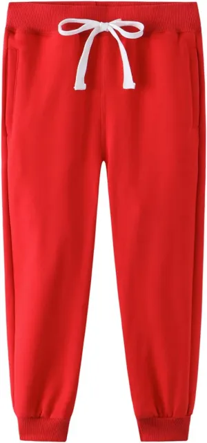 DILBYKE Boys Active Pants Fleece Jogger Sweatpants with Pockets, Thick Kids Bottom Trousers