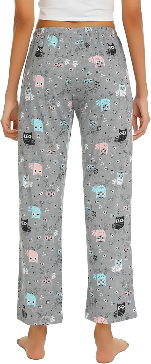 ENJOYNIGHT Women Cotton Lounge Pants Comfy Pajama Bottoms With Pockets&Drawstring
