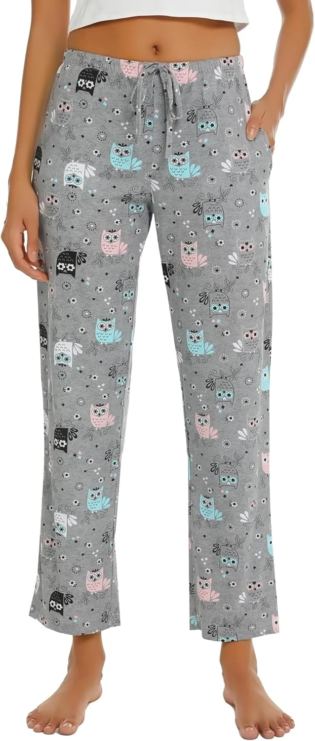 ENJOYNIGHT Women Cotton Lounge Pants Comfy Pajama Bottoms With Pockets&Drawstring