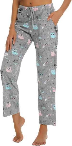 ENJOYNIGHT Women Cotton Lounge Pants Comfy Pajama Bottoms With Pockets&Drawstring