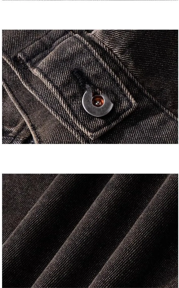 Men's Denim Jacket Retro Loose American Workwear Casual Coat for Men