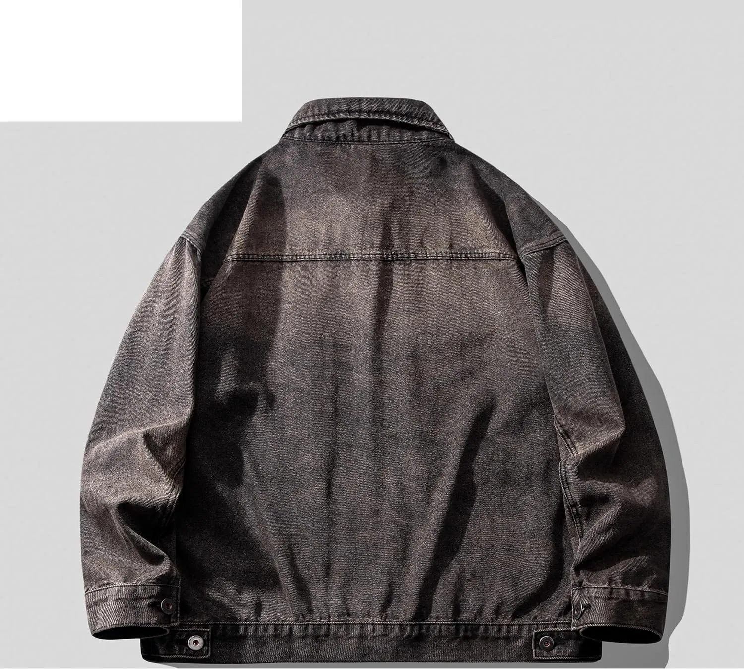 Men's Denim Jacket Retro Loose American Workwear Casual Coat for Men