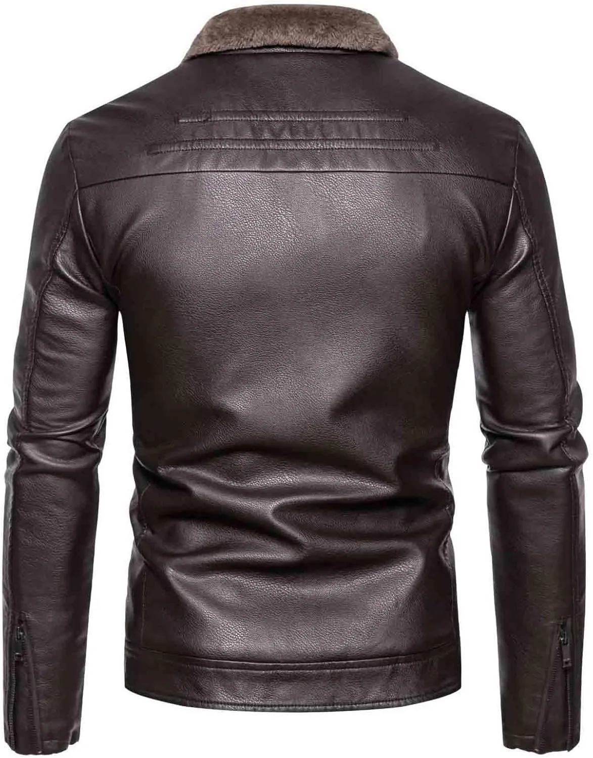 Mens Leather Jacket Fleece Lined Motorcycle Jacket Stand Collar Moto Jacket Vintage Faux Leather Jacket Warm Coats