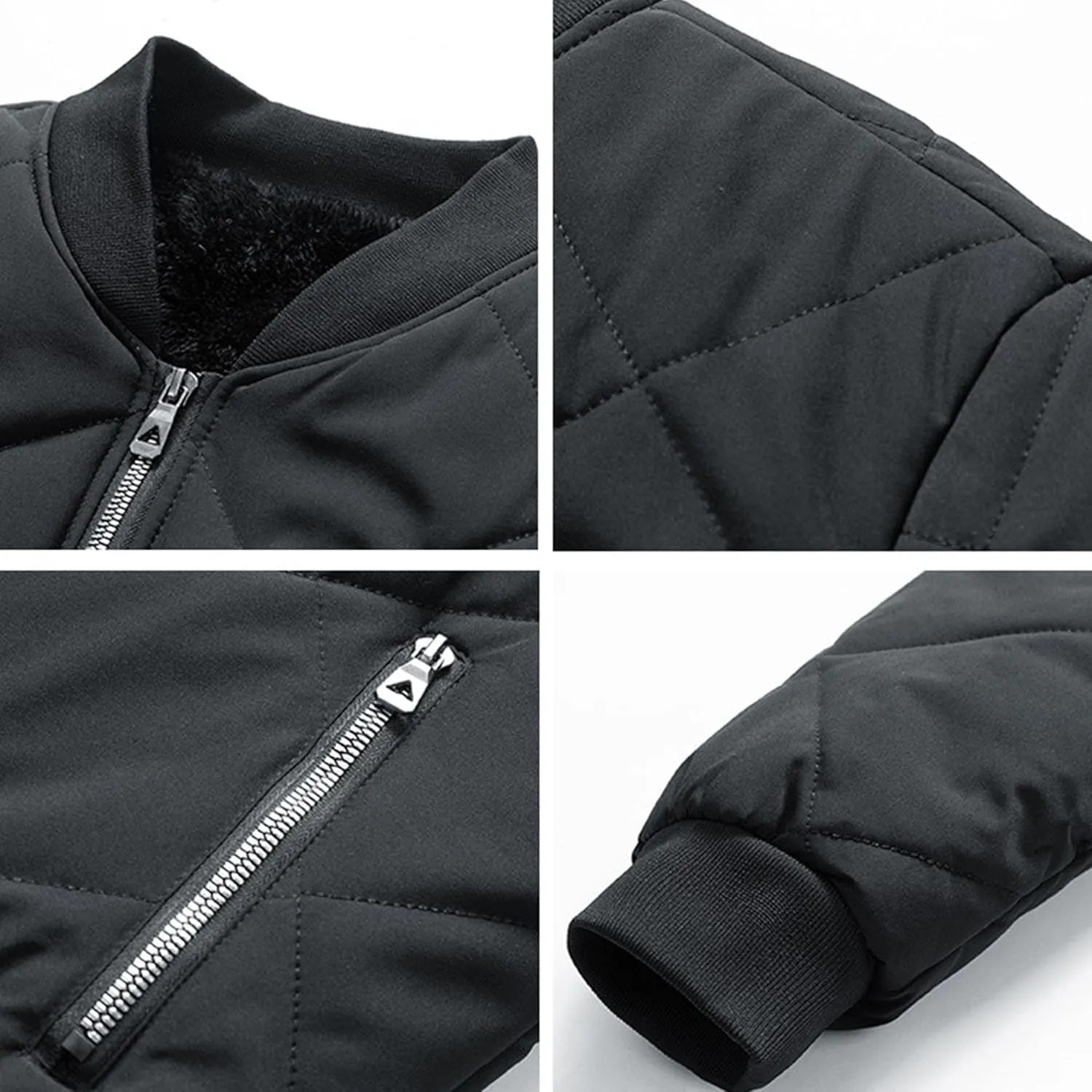 Mens Thicken Pilot Padded Coats Windproof Quilted Puffer Warm Jacket Zip Up Midweight Thick Bomber Coat