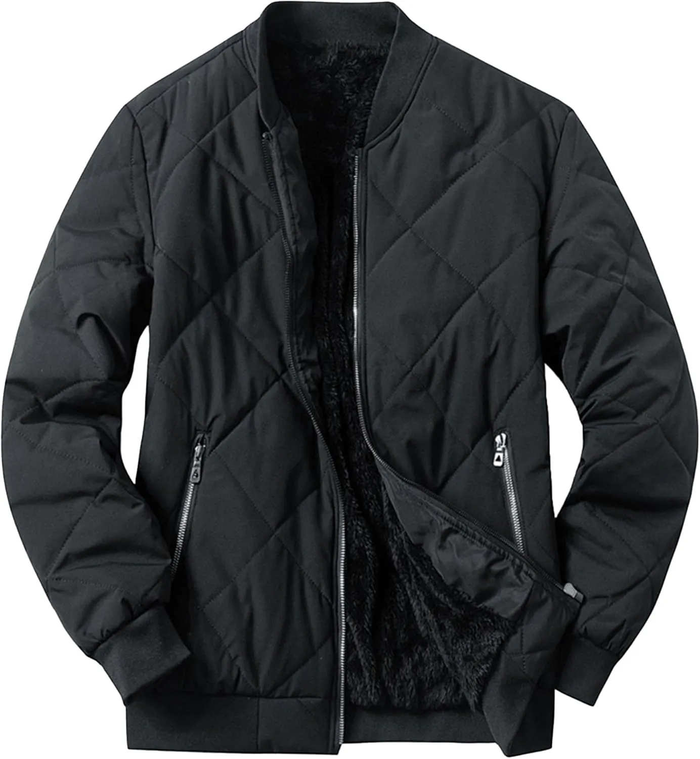 Mens Thicken Pilot Padded Coats Windproof Quilted Puffer Warm Jacket Zip Up Midweight Thick Bomber Coat
