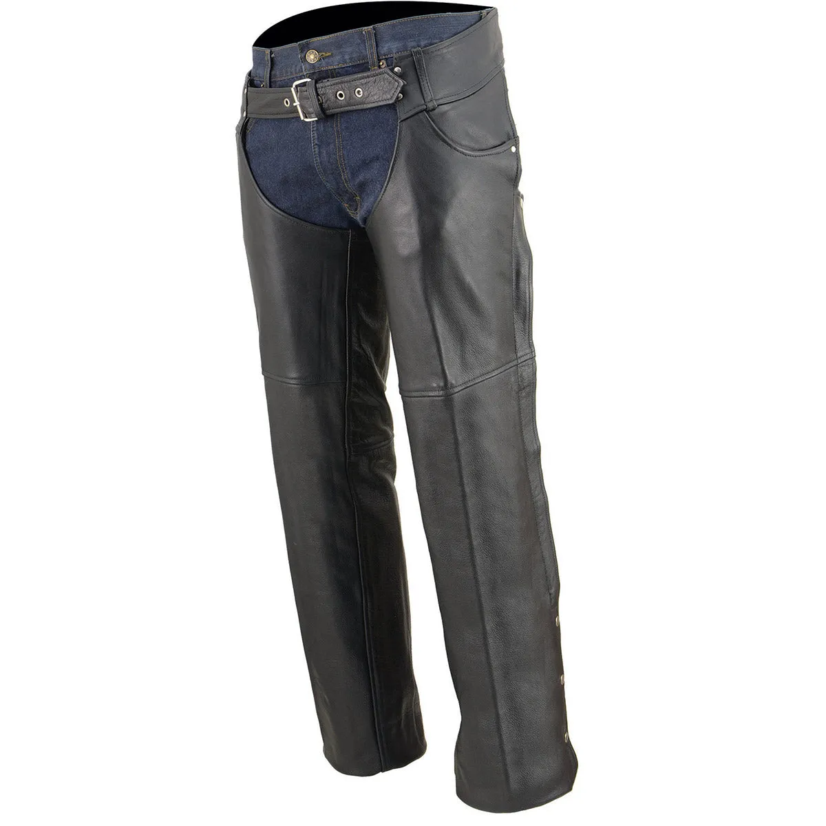 Milwaukee Leather Chaps for Men's Black Premium Leather- Classic Jean