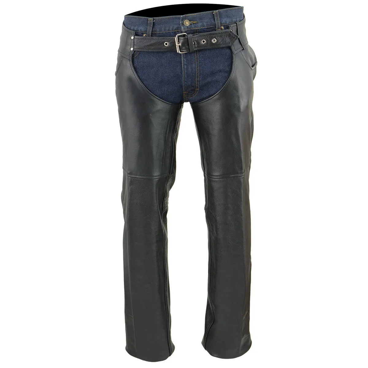 Milwaukee Leather Chaps for Men's Black Premium Leather- Classic Jean