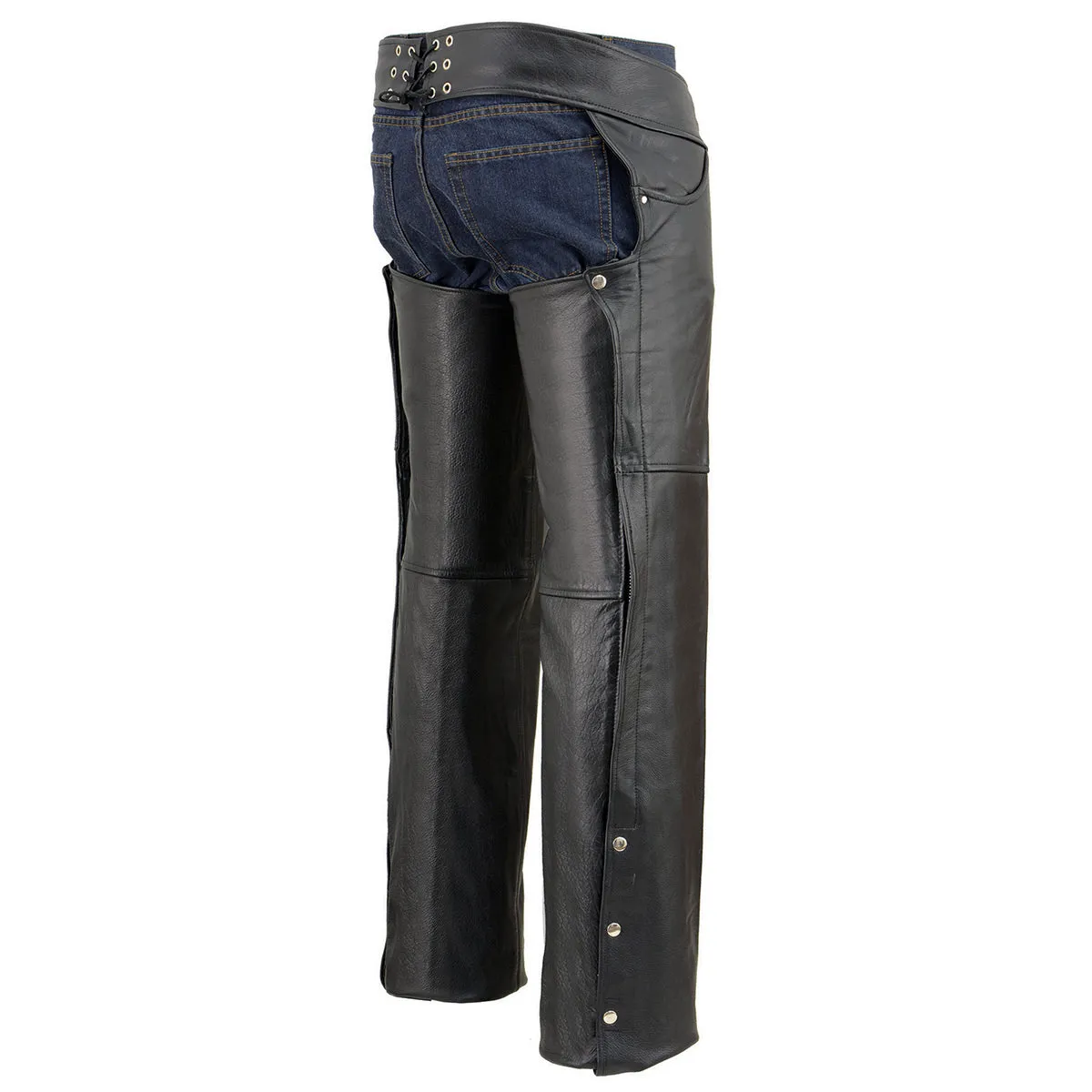 Milwaukee Leather Chaps for Men's Black Premium Leather- Classic Jean