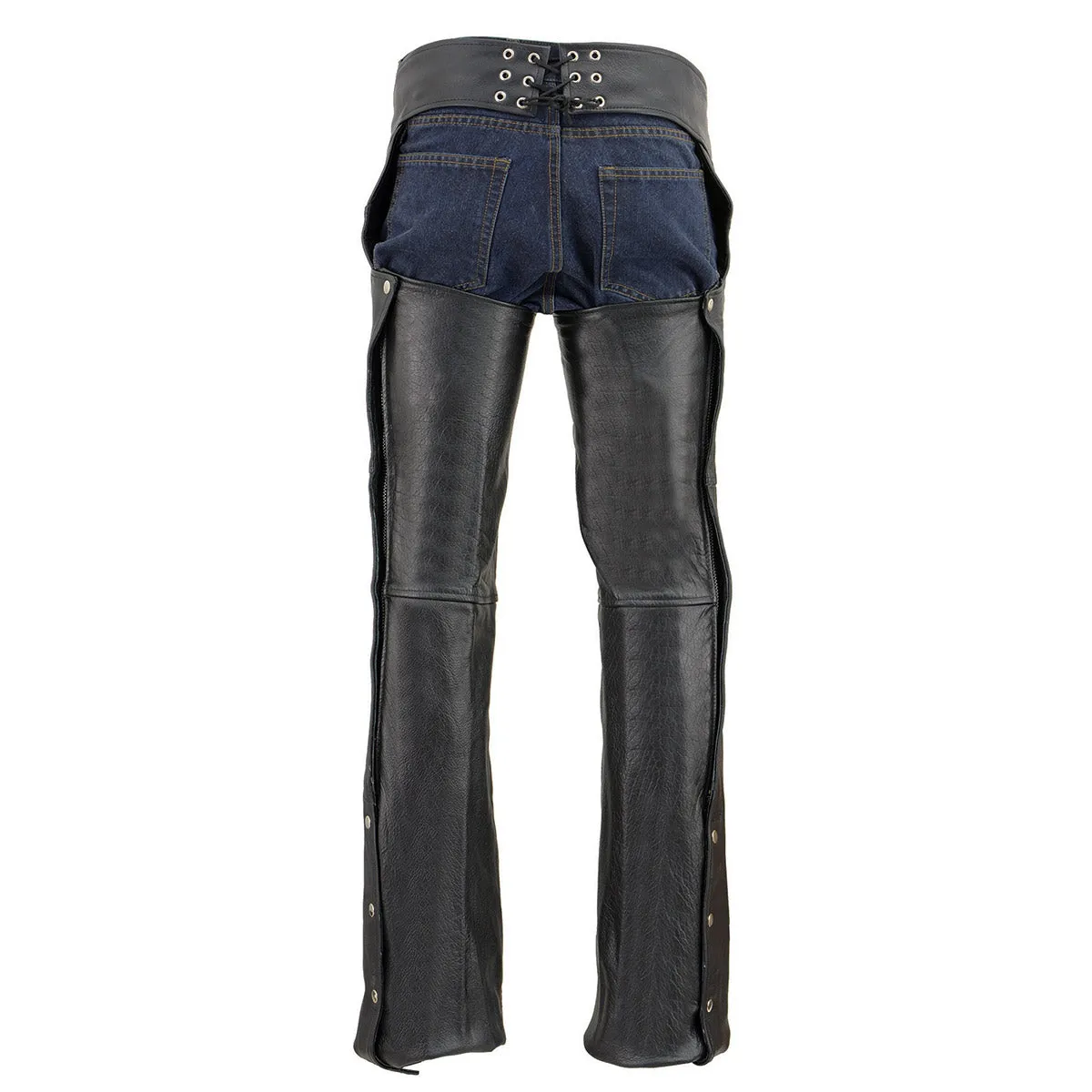 Milwaukee Leather Chaps for Men's Black Premium Leather- Classic Jean