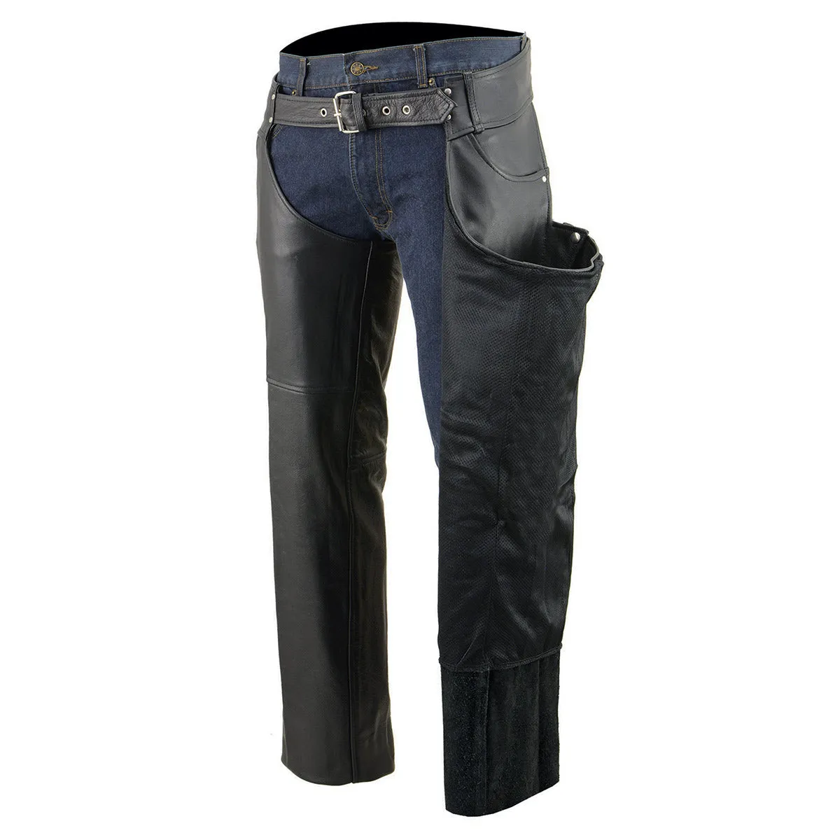 Milwaukee Leather Chaps for Men's Black Premium Leather- Classic Jean