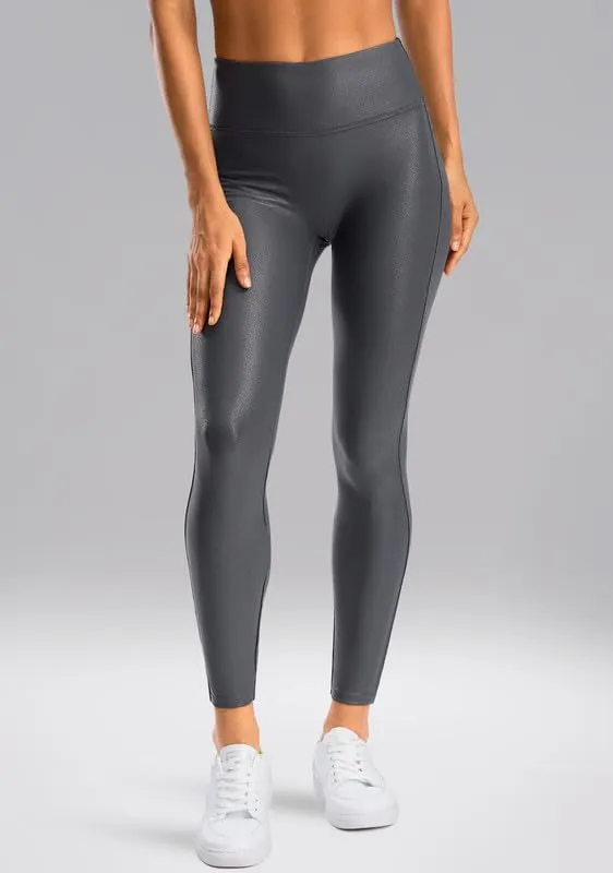 SANTINY Women's Faux Leather Leggings 25''/27''/29''-High Waisted Stretch Leather Pants Pleather Tights for Women