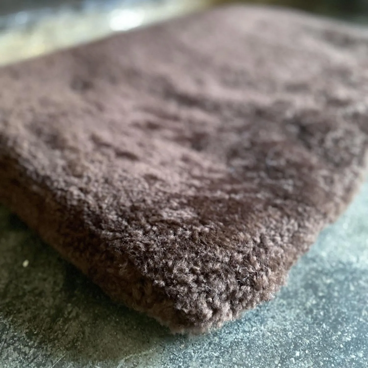 Small Padded Curly Sheepskin Pet Bed Brown