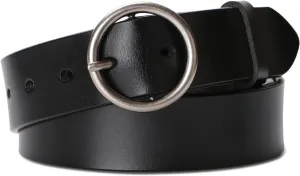 SUOSDEY Fashion Women Leather Belt for Dresses Jeans Pants With Classic Round Buckle