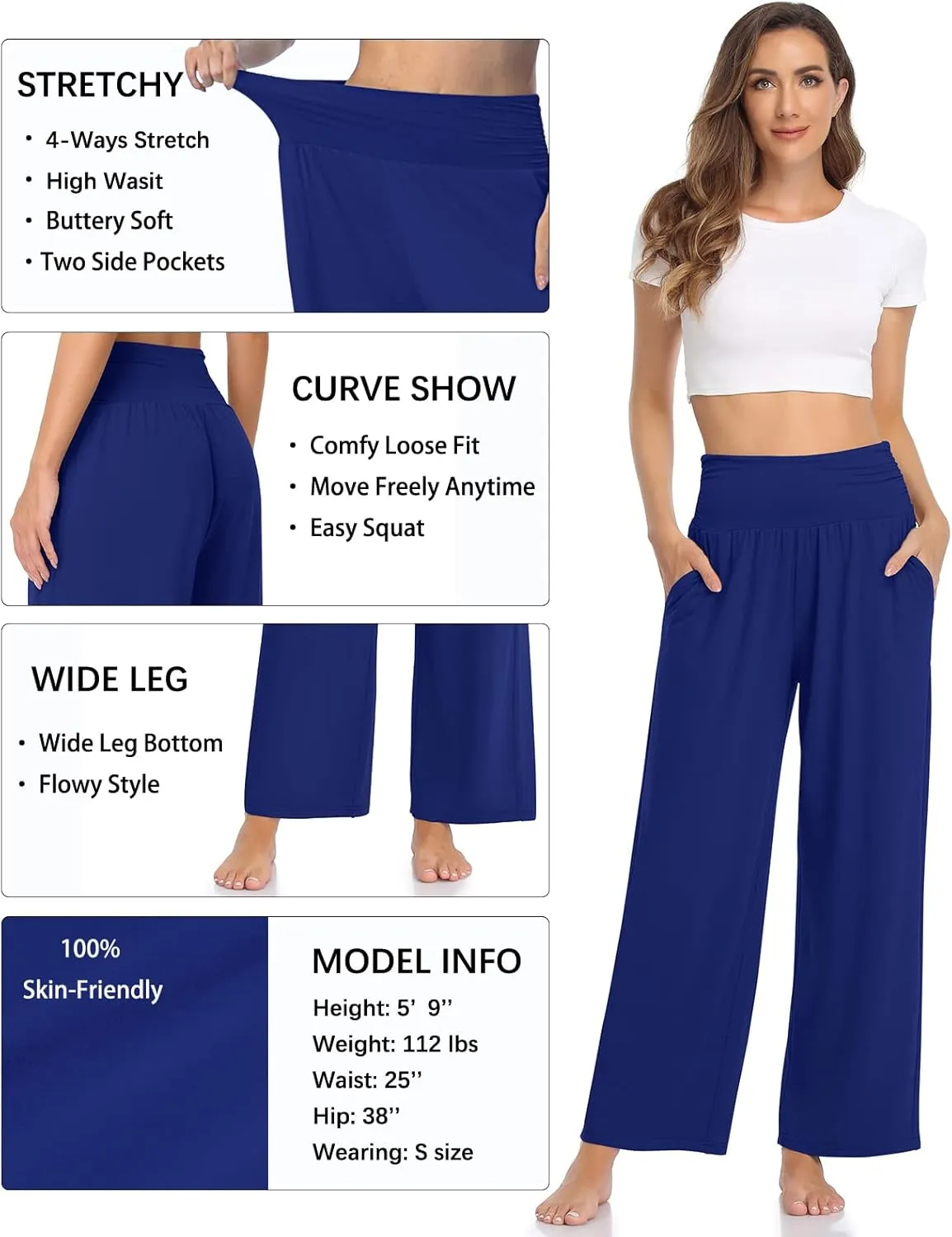 TARSE Womens Wide Leg Pants Casual Loose Yoga Sweatpants Comfy Lounge Pajama Flowy Pants Pockets