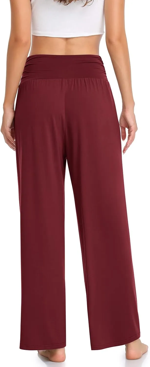 TARSE Womens Wide Leg Pants Casual Loose Yoga Sweatpants Comfy Lounge Pajama Flowy Pants Pockets