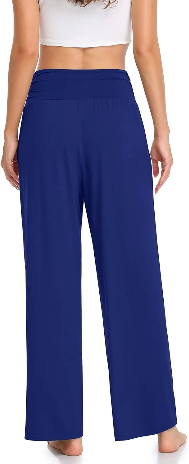 TARSE Womens Wide Leg Pants Casual Loose Yoga Sweatpants Comfy Lounge Pajama Flowy Pants Pockets