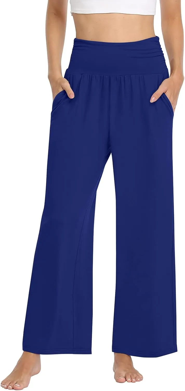 TARSE Womens Wide Leg Pants Casual Loose Yoga Sweatpants Comfy Lounge Pajama Flowy Pants Pockets