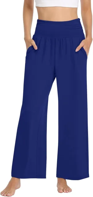 TARSE Womens Wide Leg Pants Casual Loose Yoga Sweatpants Comfy Lounge Pajama Flowy Pants Pockets