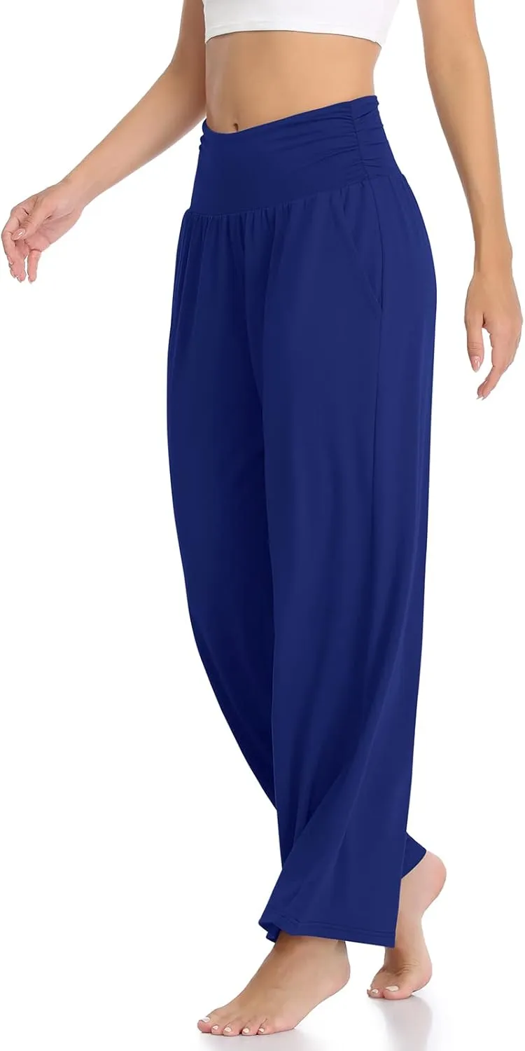 TARSE Womens Wide Leg Pants Casual Loose Yoga Sweatpants Comfy Lounge Pajama Flowy Pants Pockets