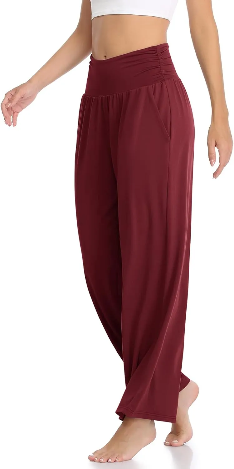 TARSE Womens Wide Leg Pants Casual Loose Yoga Sweatpants Comfy Lounge Pajama Flowy Pants Pockets