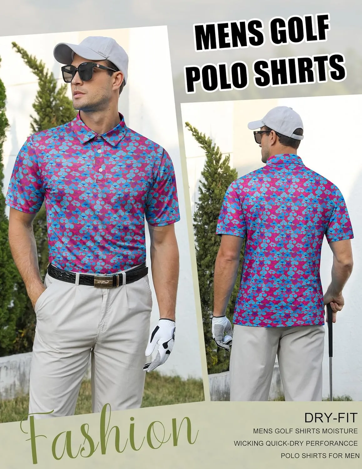 uideazone Golf Shirts for Men Dry Fit Polo Shirt Short Sleeve Moisture Wicking Golf Polos Performance Golf Tennis Shirt
