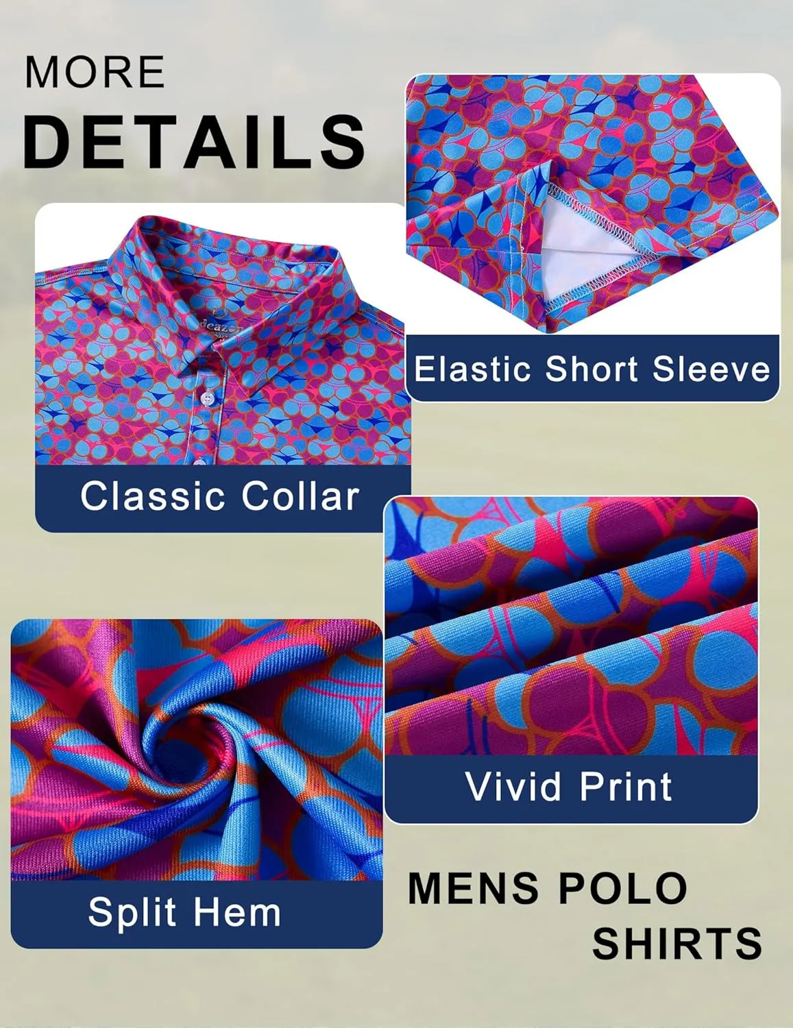 uideazone Golf Shirts for Men Dry Fit Polo Shirt Short Sleeve Moisture Wicking Golf Polos Performance Golf Tennis Shirt