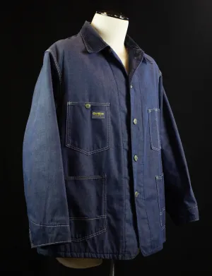 Vintage Oshkosh B'Gosh Blanket Lined Denim Chore Jacket 70s Sanforized Corduroy Collar Blue XL