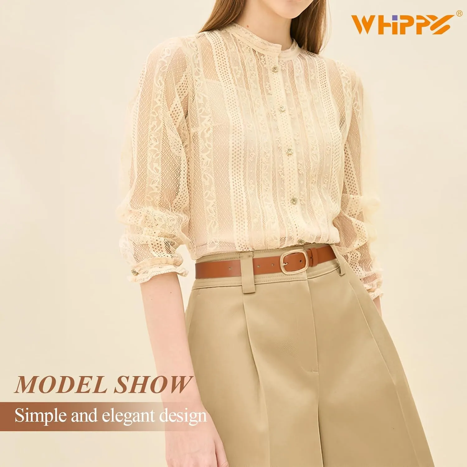 WHIPPY Women Leather Belt Casual Fashion Gold Buckle Leather Waist Belt for Jeans Pants Dresses Chic Ladies Belt