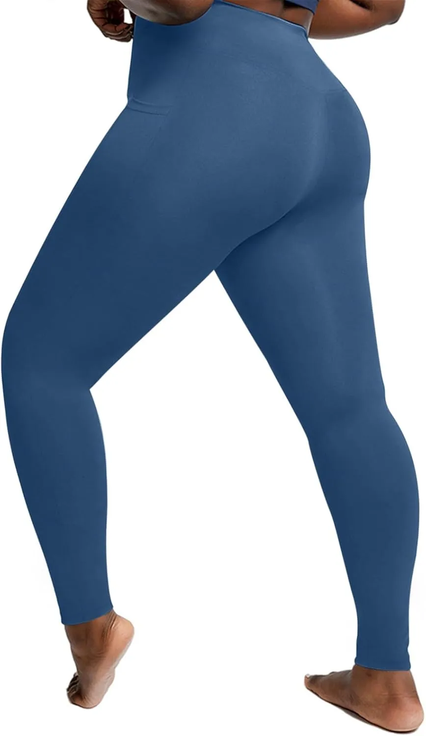Xiaojmake Plus Size Leggings for Women Stretchy Tummy Control Workout Yoga Pant High Waist Seamless Stretchy Athletic Pants